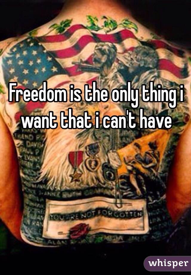Freedom is the only thing i want that i can't have 