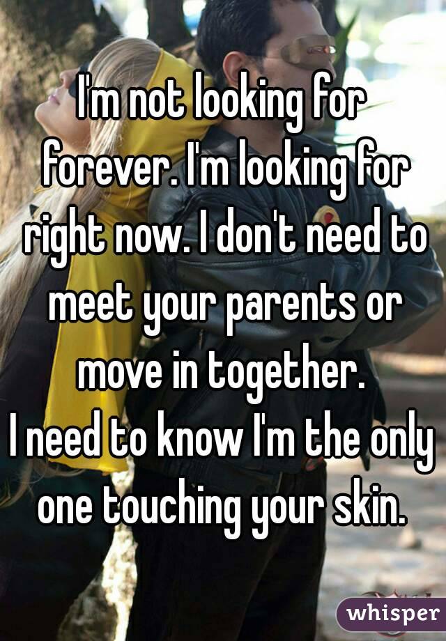 I'm not looking for forever. I'm looking for right now. I don't need to meet your parents or move in together. 
I need to know I'm the only one touching your skin. 