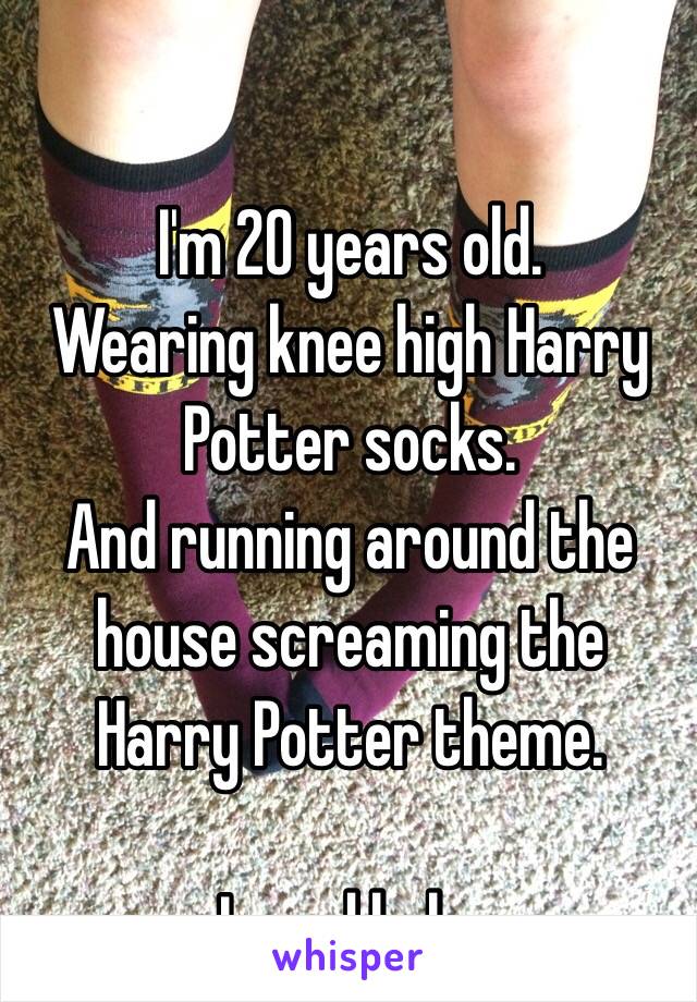 I'm 20 years old.
Wearing knee high Harry Potter socks.
And running around the house screaming the Harry Potter theme.

I need help.