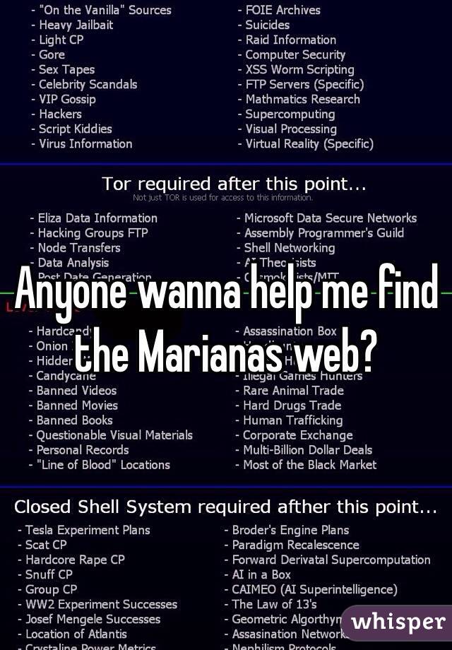 Anyone wanna help me find the Marianas web?