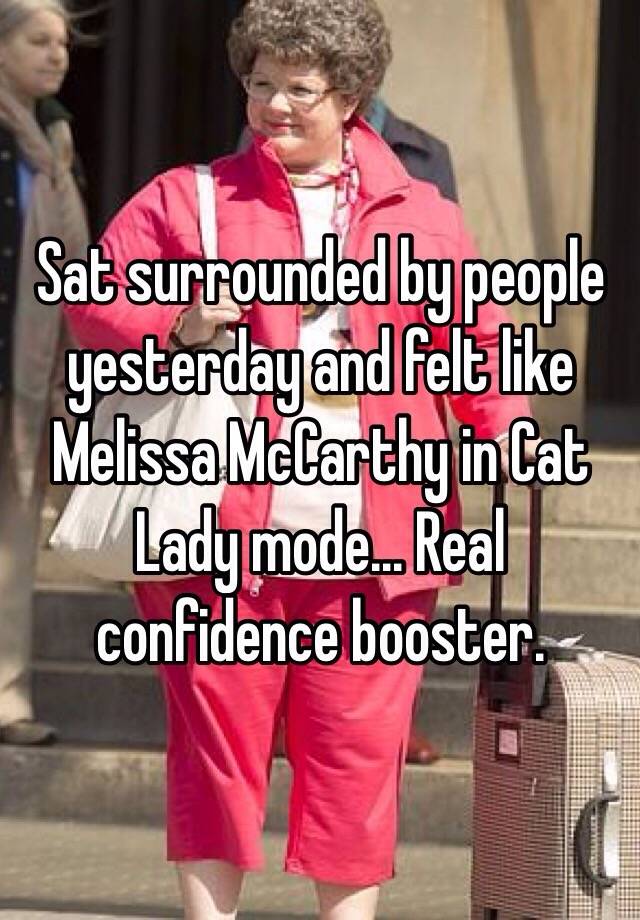 Sat Surrounded By People Yesterday And Felt Like Melissa Mccarthy In Cat Lady Mode Real Confidence Booster