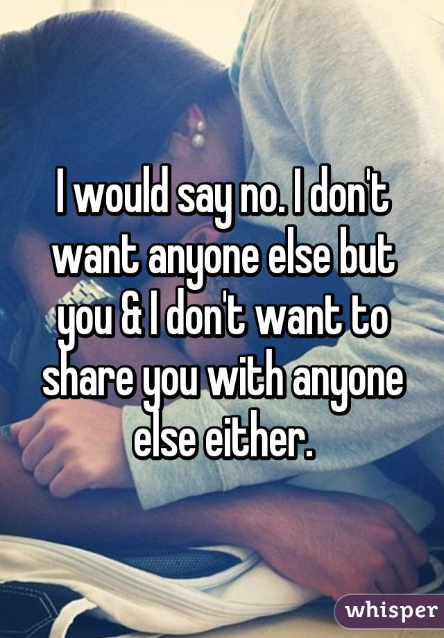 I Would Say No I Dont Want Anyone Else But You And I Dont Want To