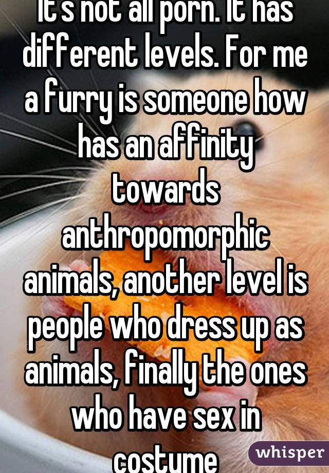 Dres Real Human Furry Porn - It's not all porn. It has different levels. For me a furry ...