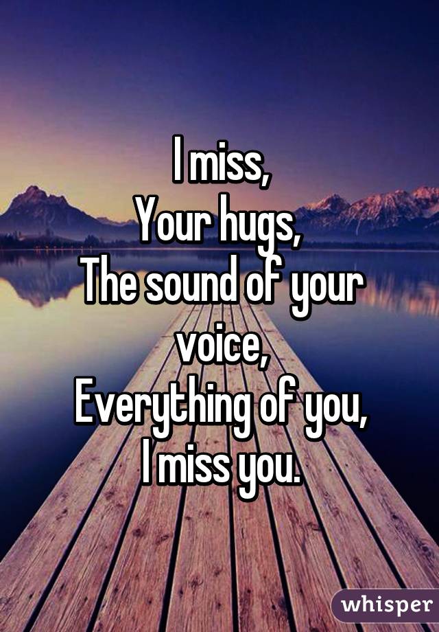 I Miss Your Hugs The Sound Of Your Voice Everything Of You I Miss You 