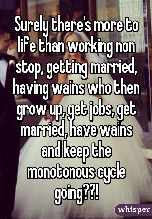 Surely There S More To Life Than Working Non Stop Getting Married Having Wains Who Then Grow