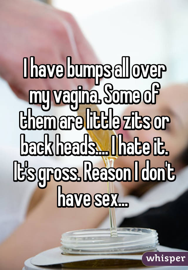 I have bumps all over my vagina. Some of them are little zits or back heads.... I hate it. It's gross. Reason I don't have sex... 