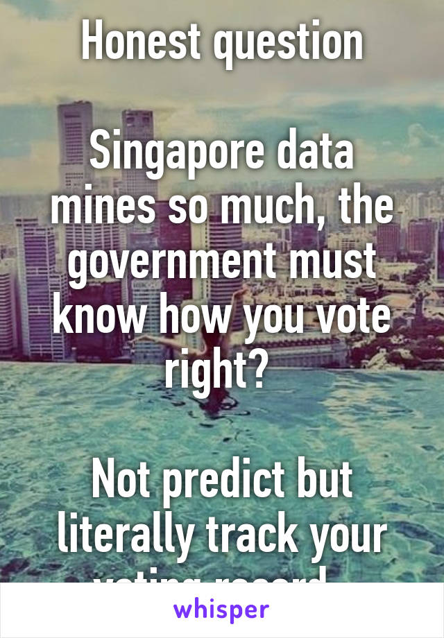 Honest question

Singapore data mines so much, the government must know how you vote right? 

Not predict but literally track your voting record. 