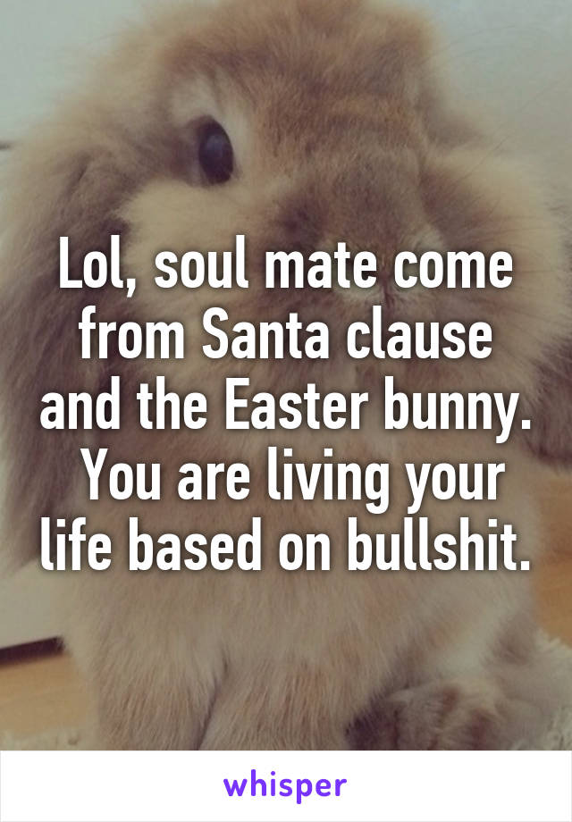 Lol, soul mate come from Santa clause and the Easter bunny.  You are living your life based on bullshit.
