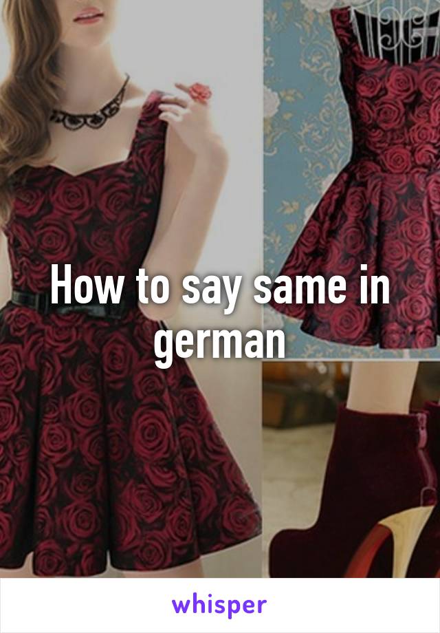 how-to-say-same-in-german