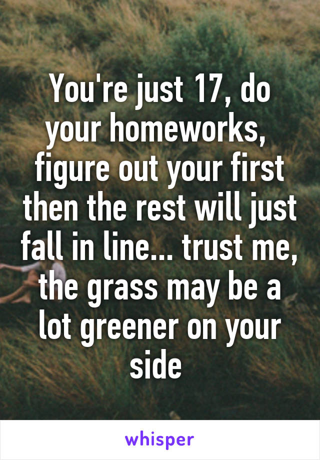 You're just 17, do your homeworks,  figure out your first then the rest will just fall in line... trust me, the grass may be a lot greener on your side 