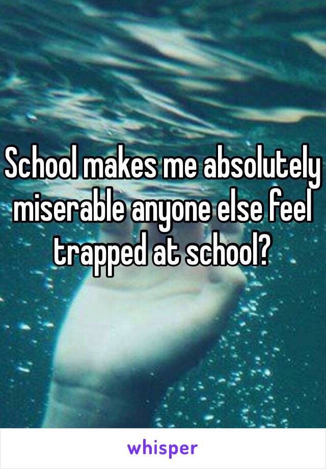 School makes me absolutely miserable anyone else feel trapped at school?