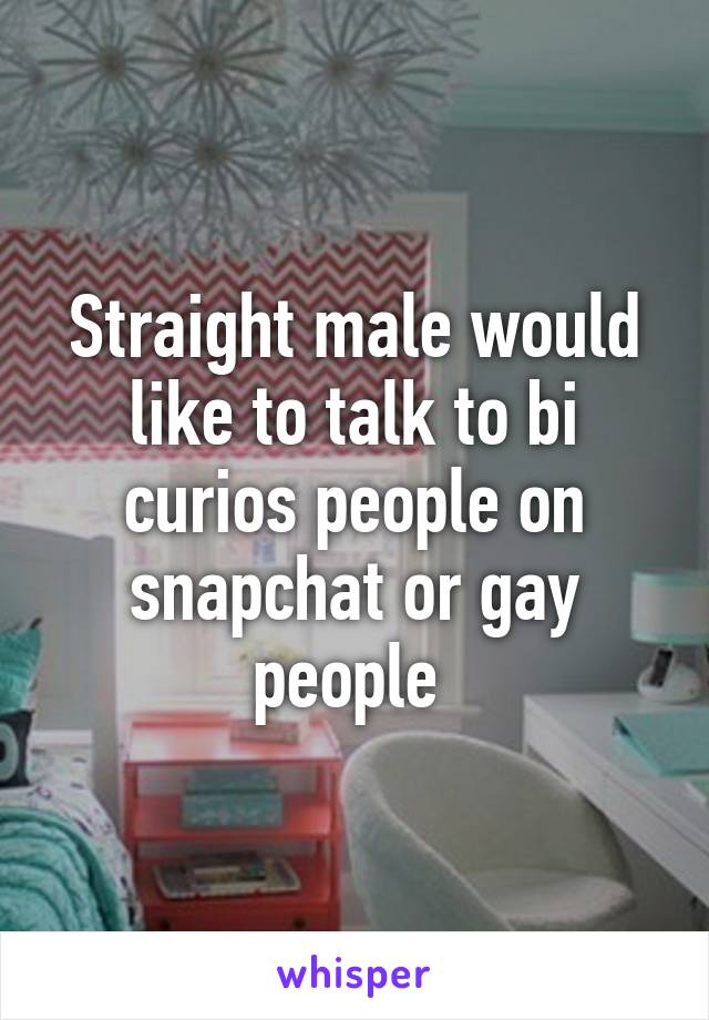 Straight Male Would Like To Talk To Bi Curios People On Snapchat