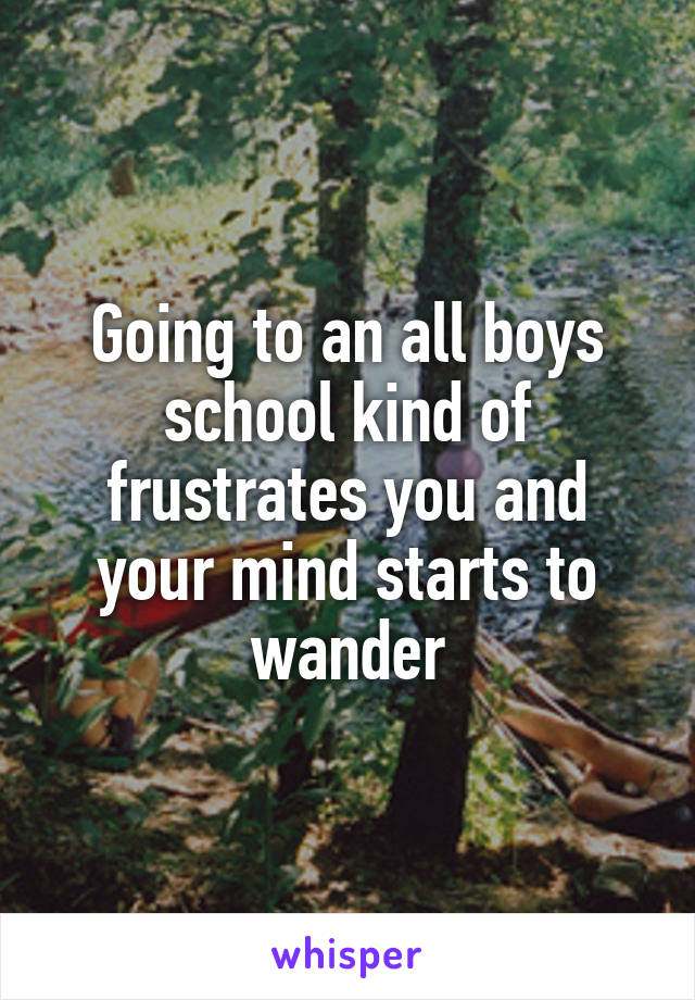 Going to an all boys school kind of frustrates you and your mind starts to wander