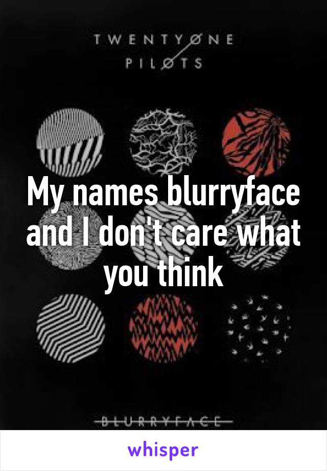 My Names Blurryface And I Don T Care What You Think