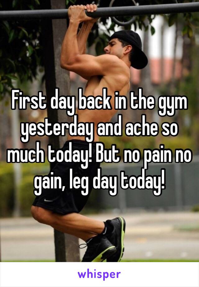 First day back in the gym yesterday and ache so much today! But no pain no gain, leg day today!