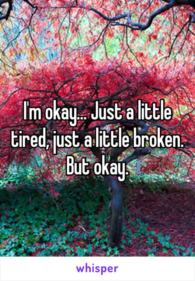 I'm okay... Just a little tired, just a little broken. But okay.
