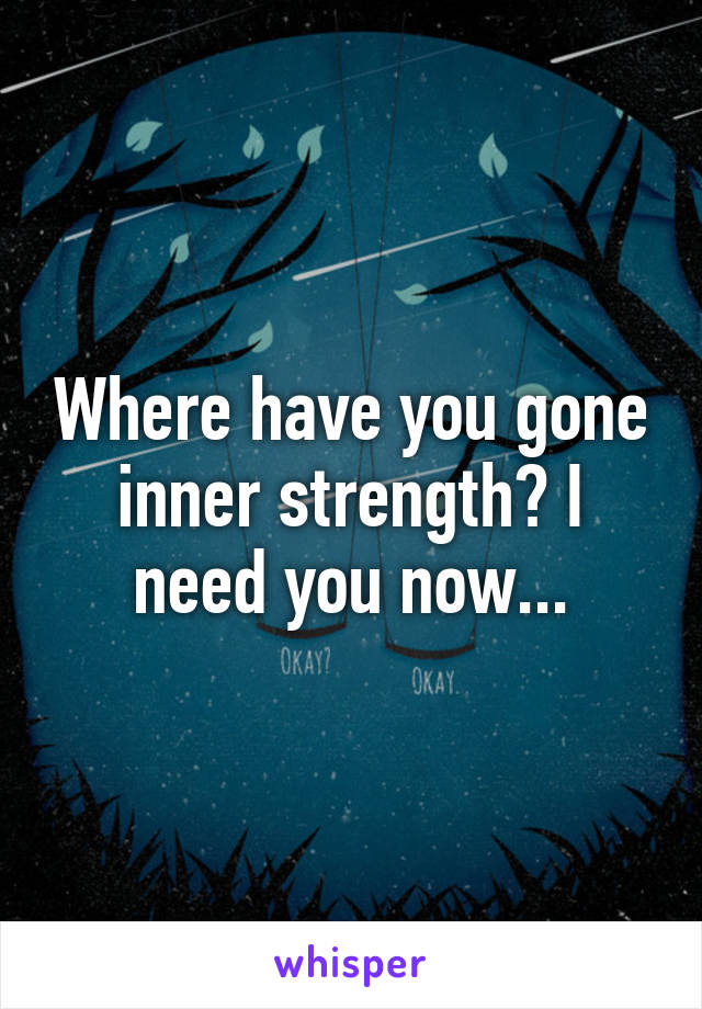 Where have you gone inner strength? I need you now...
