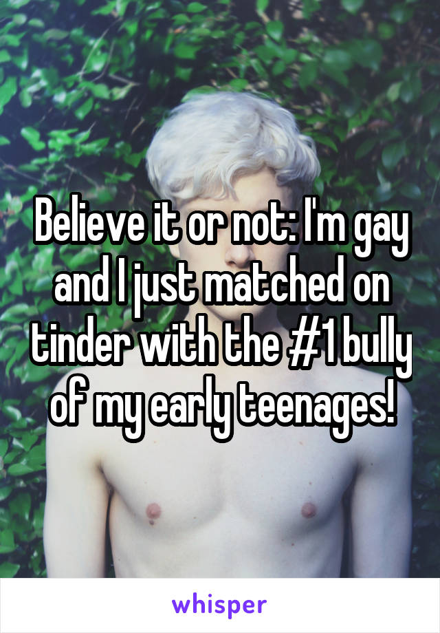 Believe it or not: I'm gay and I just matched on tinder with the #1 bully of my early teenages!