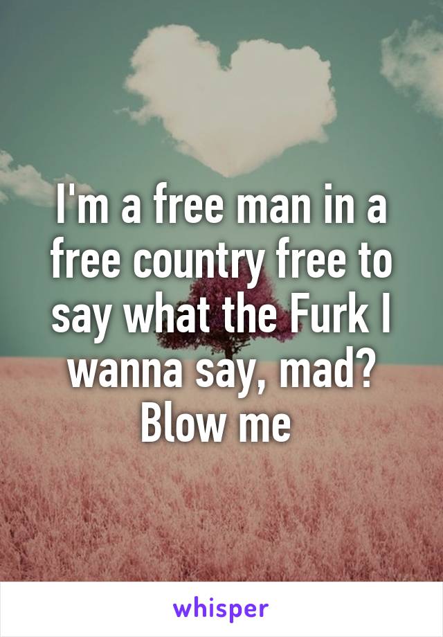 I M A Free Man In A Free Country Free To Say What The Furk I