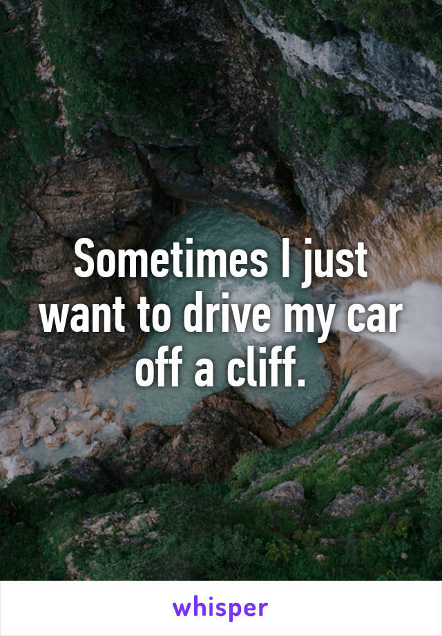 Sometimes I just want to drive my car off a cliff.