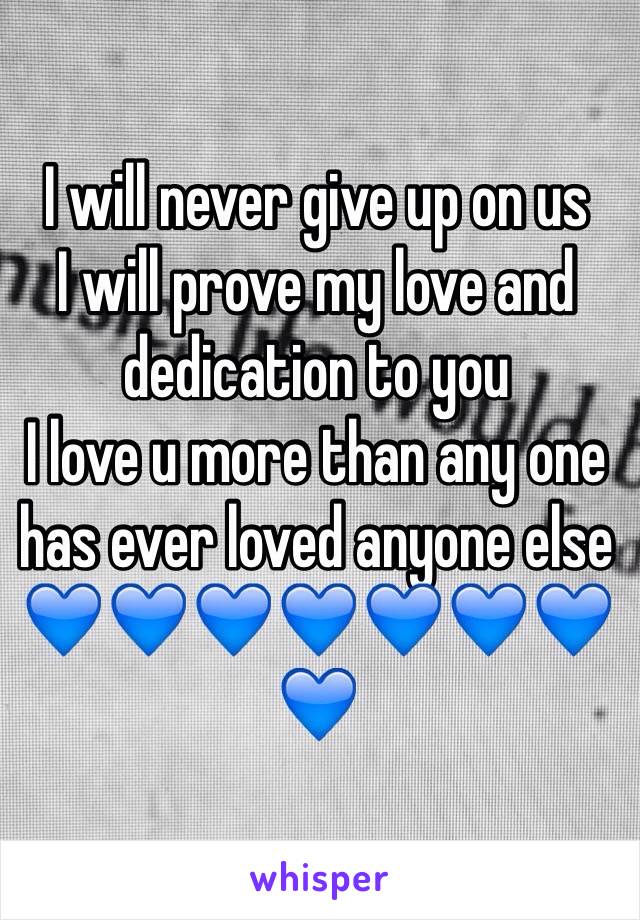 I Will Never Give Up On Us I Will Prove My Love And Dedication To You