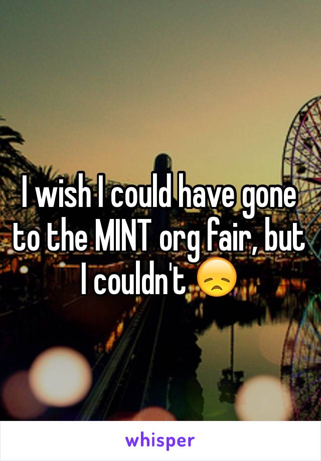 I wish I could have gone to the MINT org fair, but I couldn't 😞