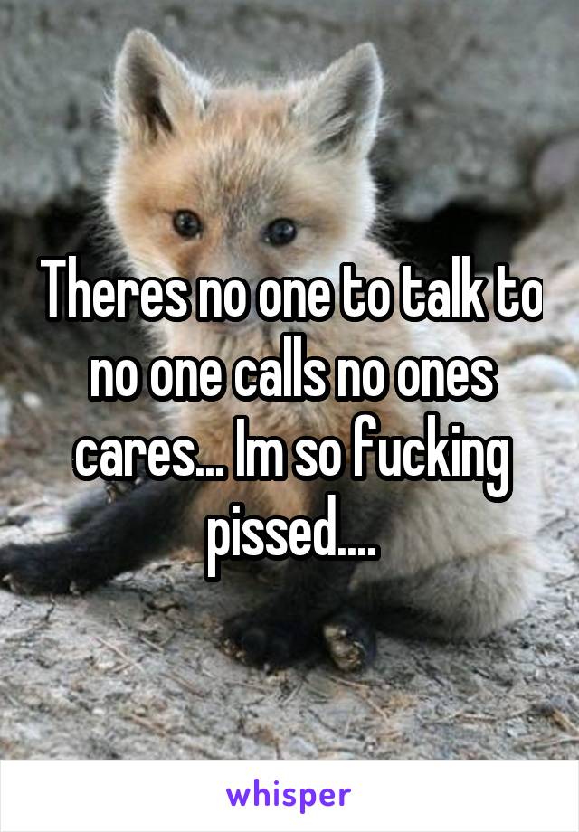 Theres no one to talk to no one calls no ones cares... Im so fucking pissed....