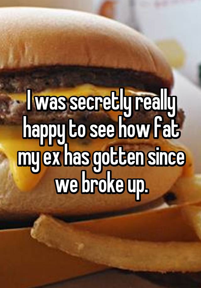 I Was Secretly Really Happy To See How Fat My Ex Has Gotten Since We Broke Up