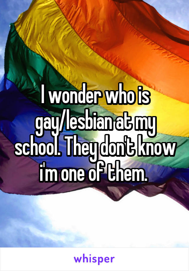 I wonder who is gay/lesbian at my school. They don't know i'm one of them. 