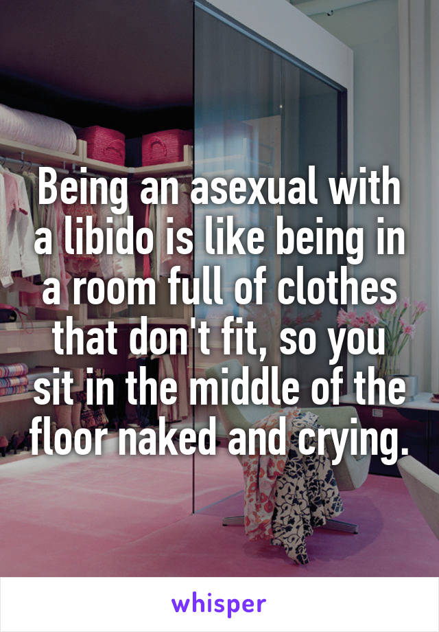 Being an asexual with a libido is like being in a room full of clothes that don't fit, so you sit in the middle of the floor naked and crying.