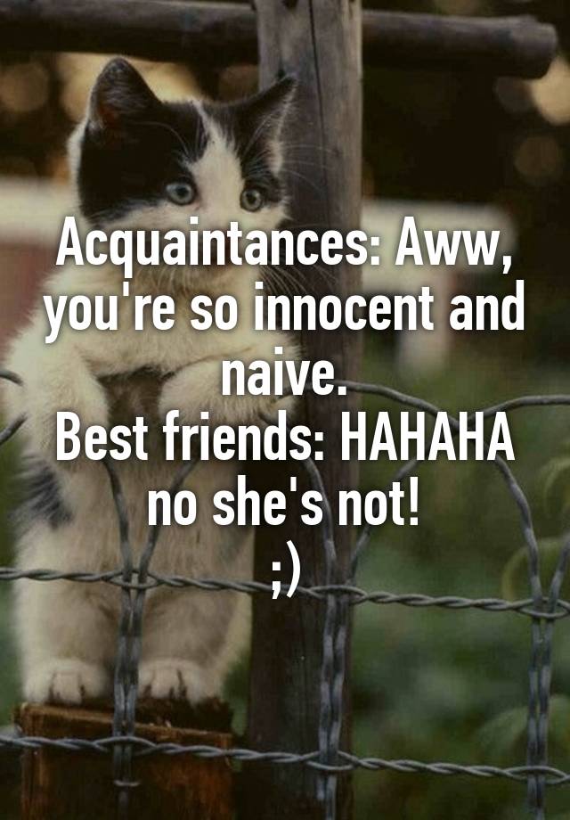 Acquaintances Aww You Re So Innocent And Naive Best Friends Hahaha No She S Not