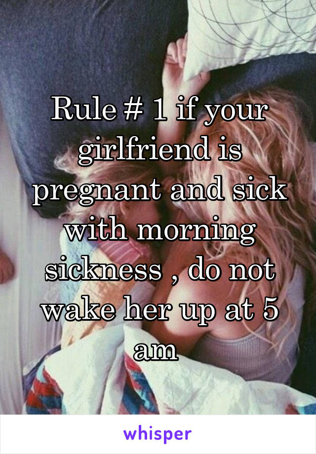 Rule # 1 if your girlfriend is pregnant and sick with morning sickness , do not wake her up at 5 am 