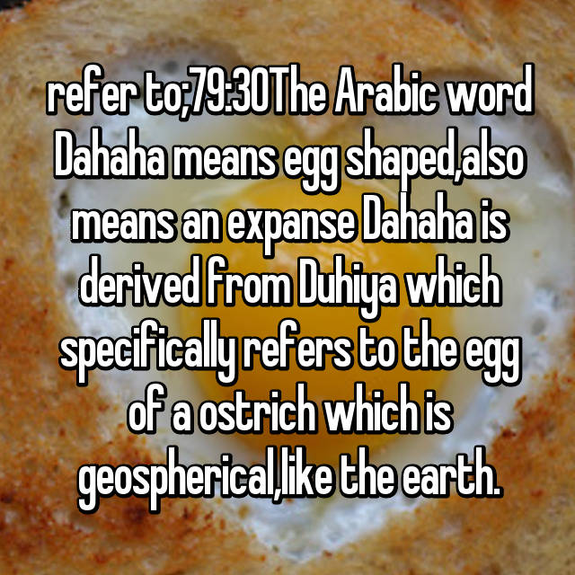 Refer To 79 30the Arabic Word Dahaha Means Egg Shaped Also Means An Expanse Dahaha Is Derived From Duhiya Which Specifically Refers To The Egg Of A Ostrich Which Is Geospherical Like The Earth