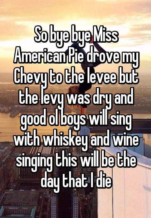 what does the song bye bye miss american pie mean