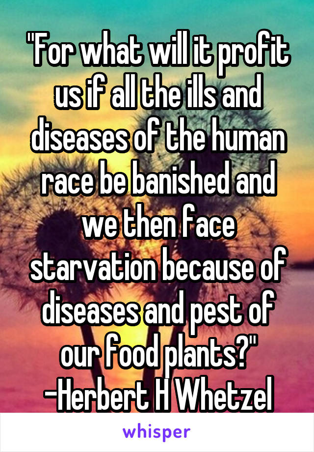 For What Will It Profit Us If All The Ills And Diseases Of The Human Race