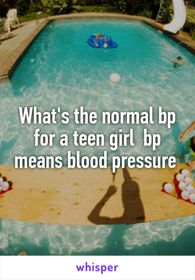 Teenage Girl Blood Pressure Chart