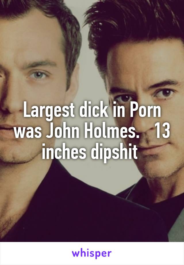 13 Inches - Largest dick in Porn was John Holmes. 13 inches dipshit