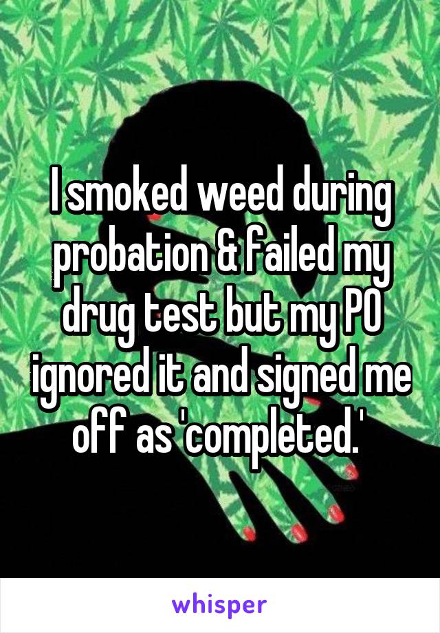 I smoked weed during probation & failed my drug test but my PO ignored it and signed me off as 'completed.' 