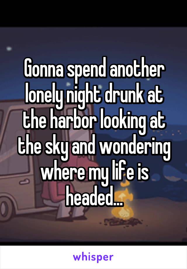 Gonna spend another lonely night drunk at the harbor looking at the sky and wondering where my life is headed...