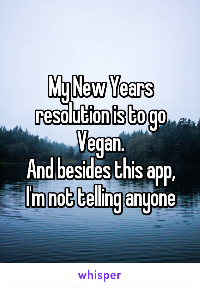 My New Years resolution is to go Vegan.
And besides this app, I'm not telling anyone