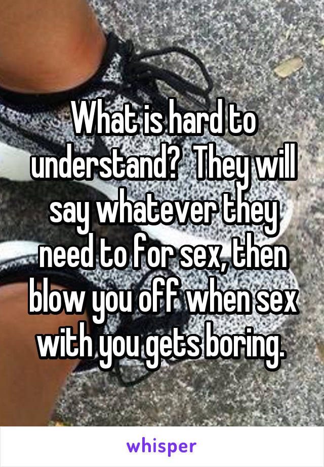 What is hard to understand?  They will say whatever they need to for sex, then blow you off when sex with you gets boring. 