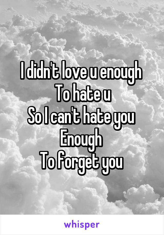 I Didn T Love U Enough To Hate U So I Can T Hate You Enough