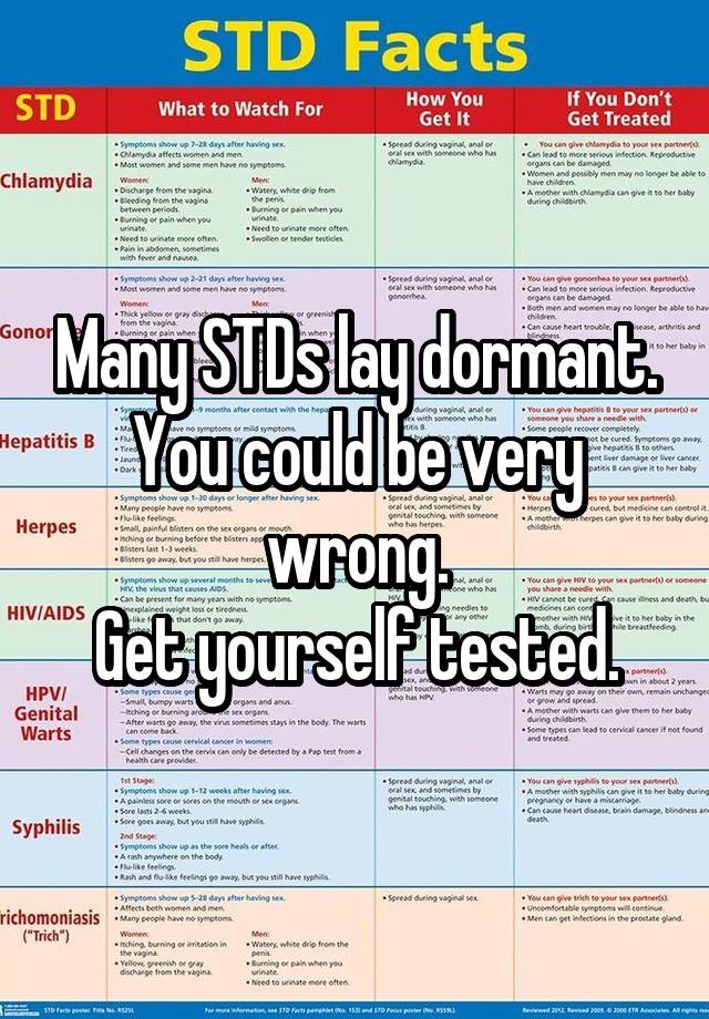 Many Stds Lay Dormant You Could Be Very Wrong Get Yourself Tested