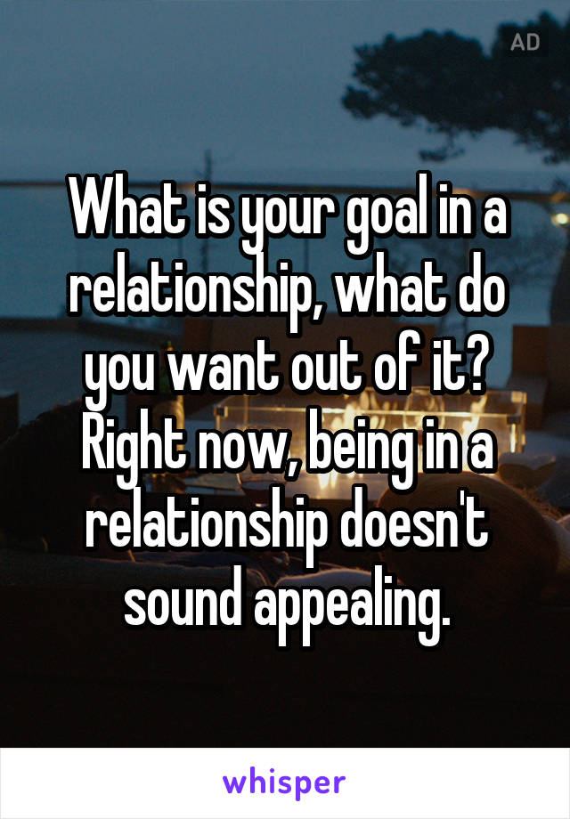 What Is Your Goal In A Relationship What Do You Want Out Of It Right Now