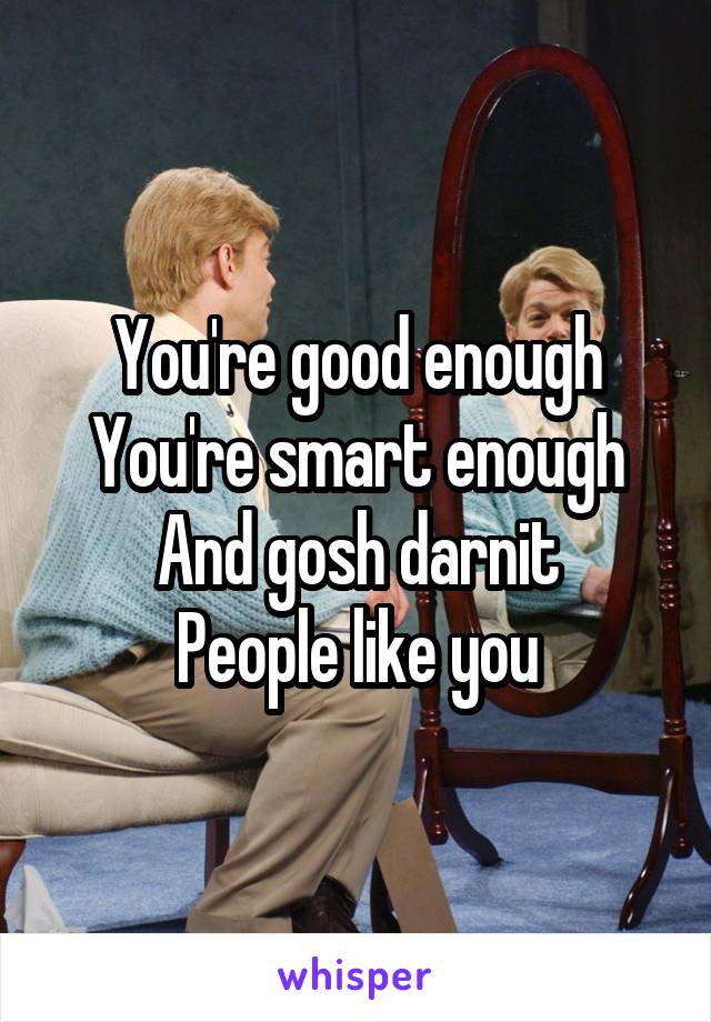 You Re Good Enough You Re Smart Enough And Gosh Darnit People Like You