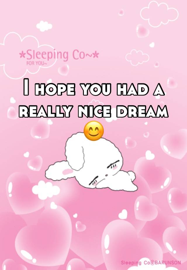I Hope You Had A Really Nice Dream
