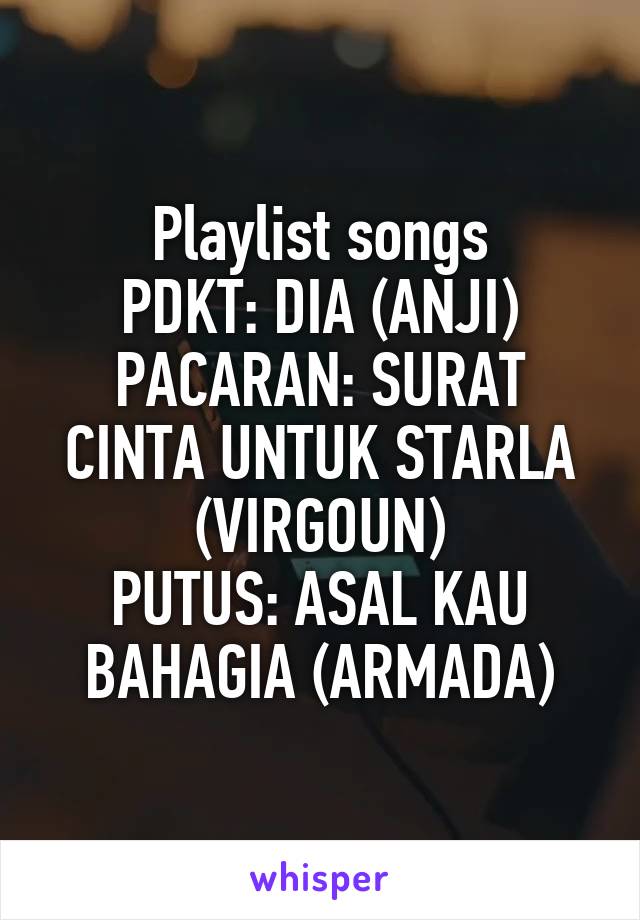 Playlist Songs Pdkt Dia Anji Pacaran Surat Cinta Untuk