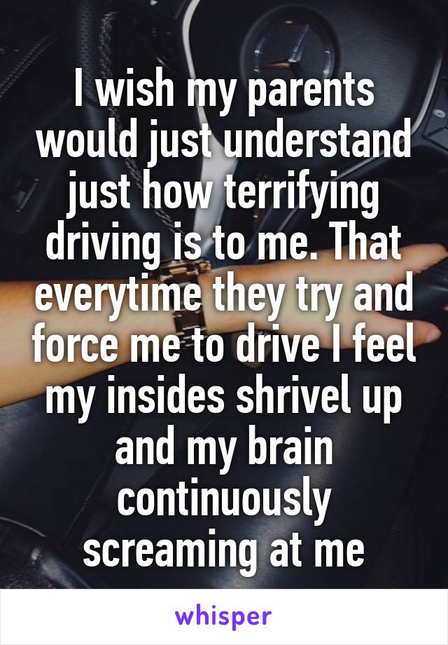 I Wish My Parents Would Just Understand Just How Terrifying Driving Is To Me That Everytime