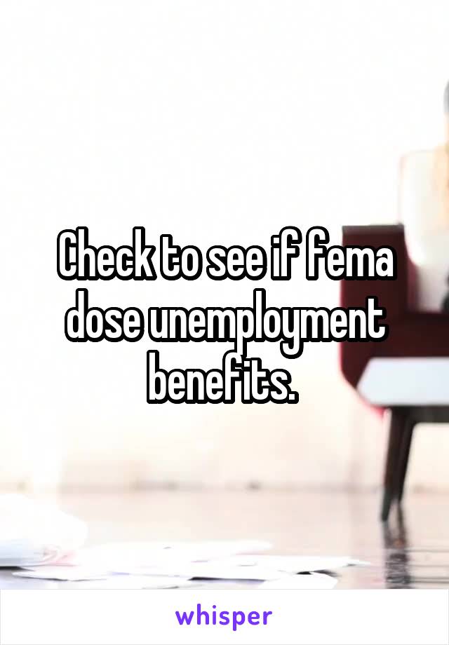 Check To See If Fema Dose Unemployment Benefits