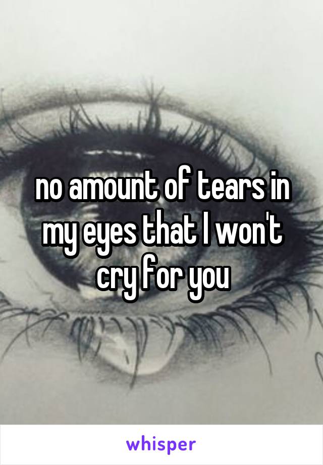 no amount of tears in my eyes that I won't cry for you